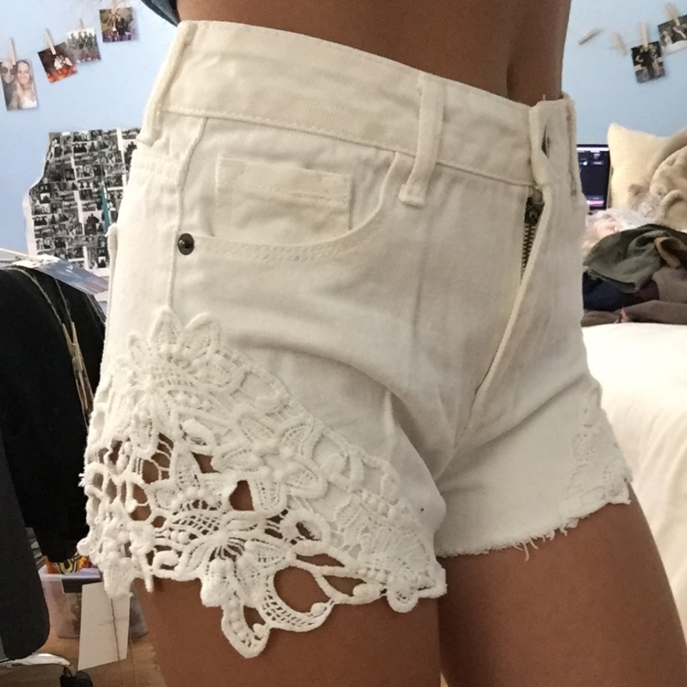 FOREVER 21 high waisted white lace jean shorts